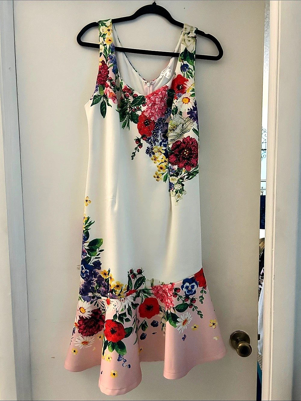 Floral Mini Dress in White & Pink Like New